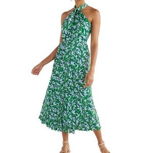Scoop NYC Green and White Floral Halter Midi Dress